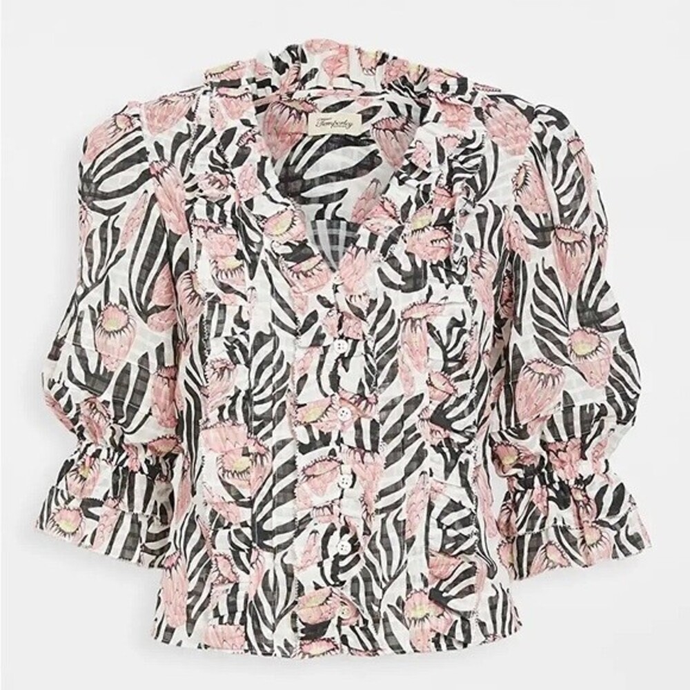 Temperley London Reef Blouse Ruffle Trim Victorian Stule Button Front Baby Top 2